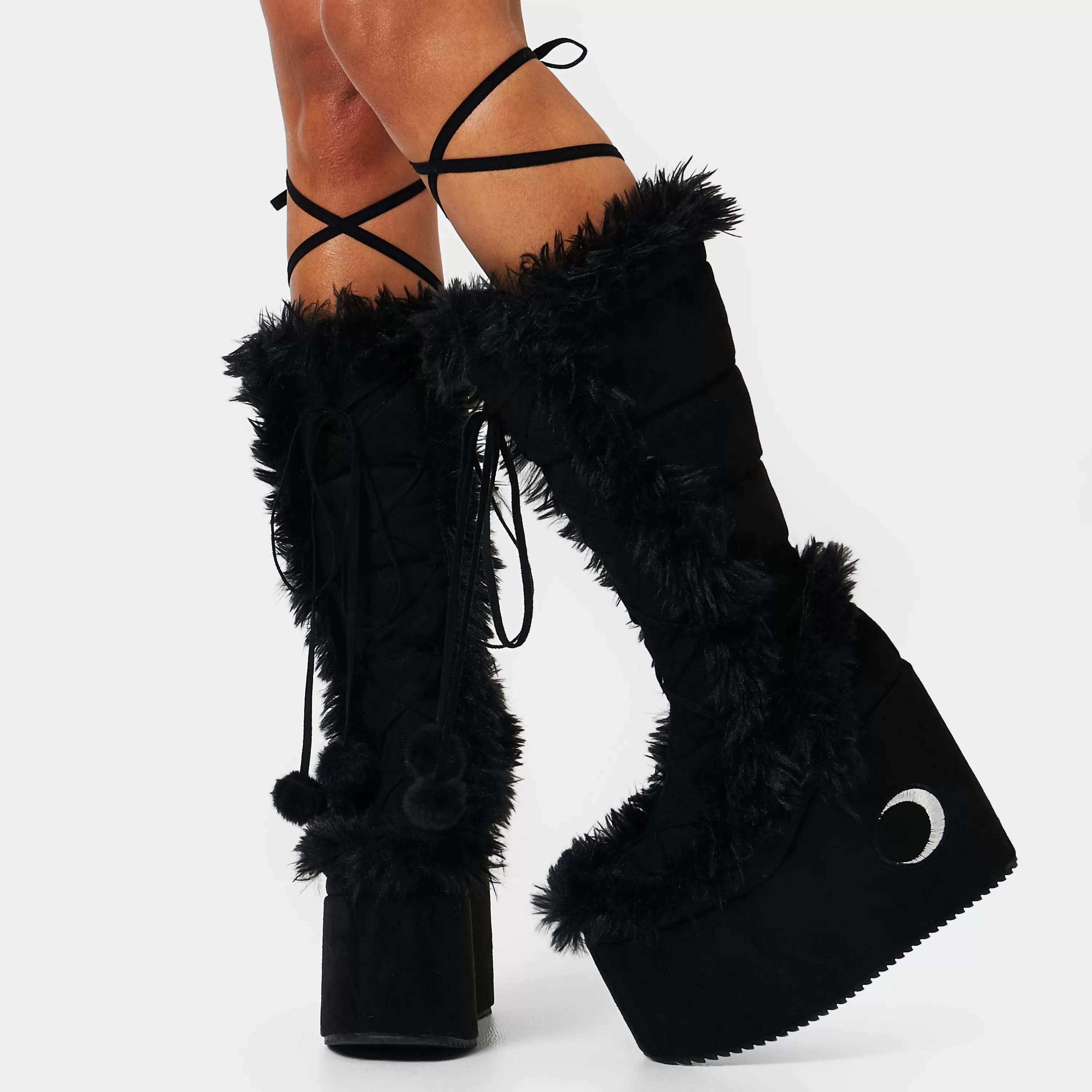 Wolves | Long Boots>KOI footwear La Push Crescent Platform Faux Fur Long Boots - Black