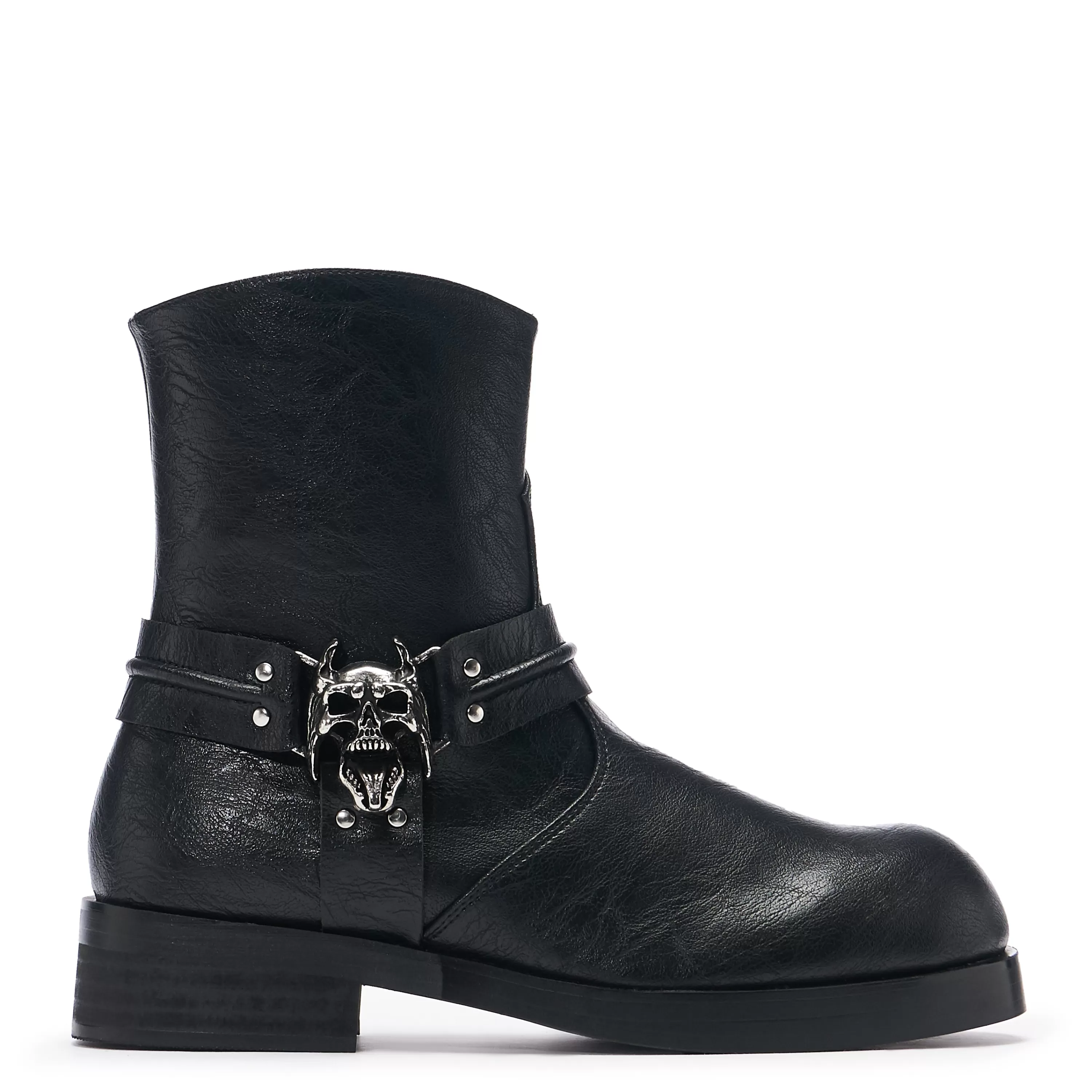 Ankle Boots | Biker Boots>KOI footwear Legion Men's Stacked Hardware Biker Boots - Vintage Black