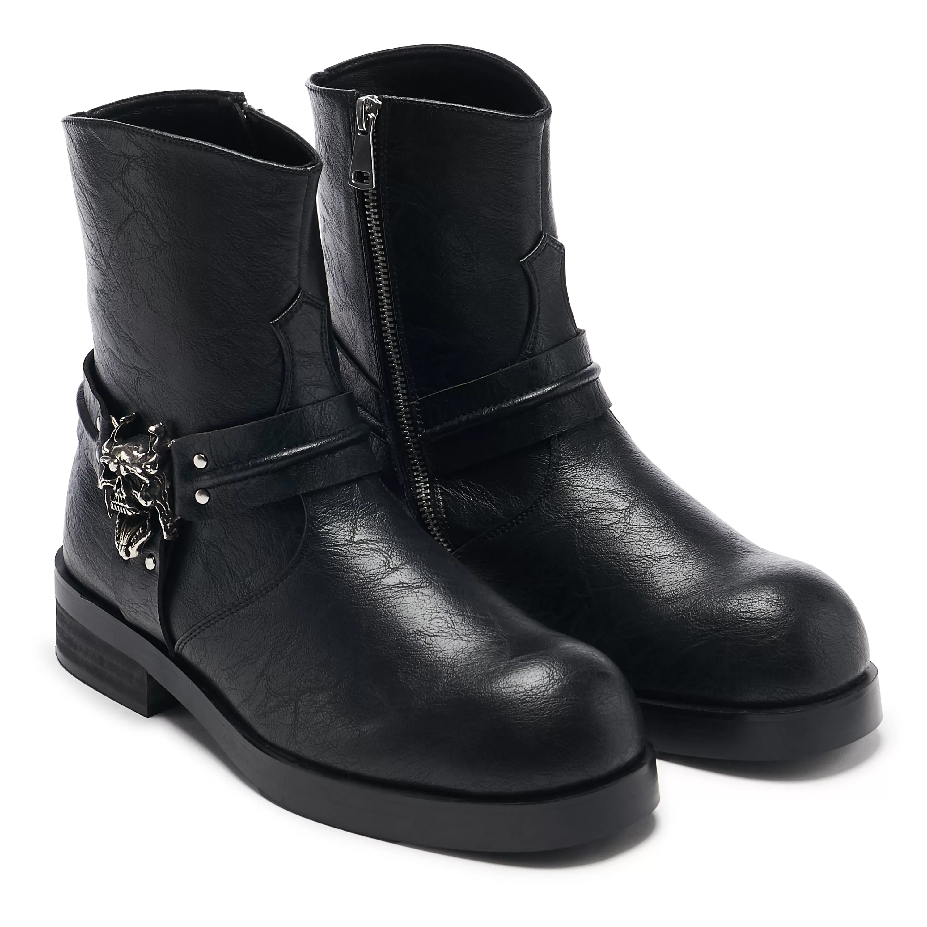Ankle Boots | Biker Boots>KOI footwear Legion Men's Stacked Hardware Biker Boots - Vintage Black