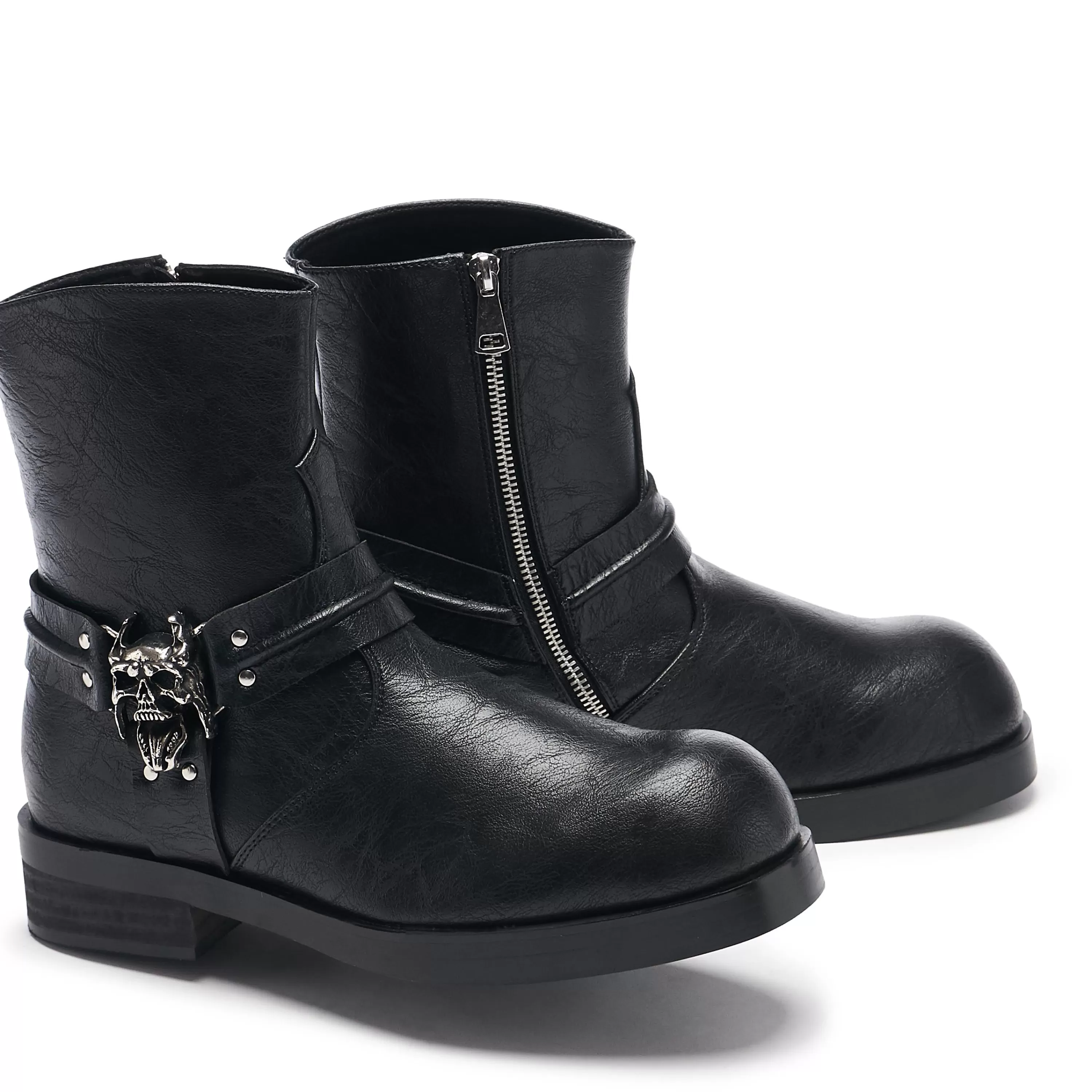 Ankle Boots | Biker Boots>KOI footwear Legion Men's Stacked Hardware Biker Boots - Vintage Black
