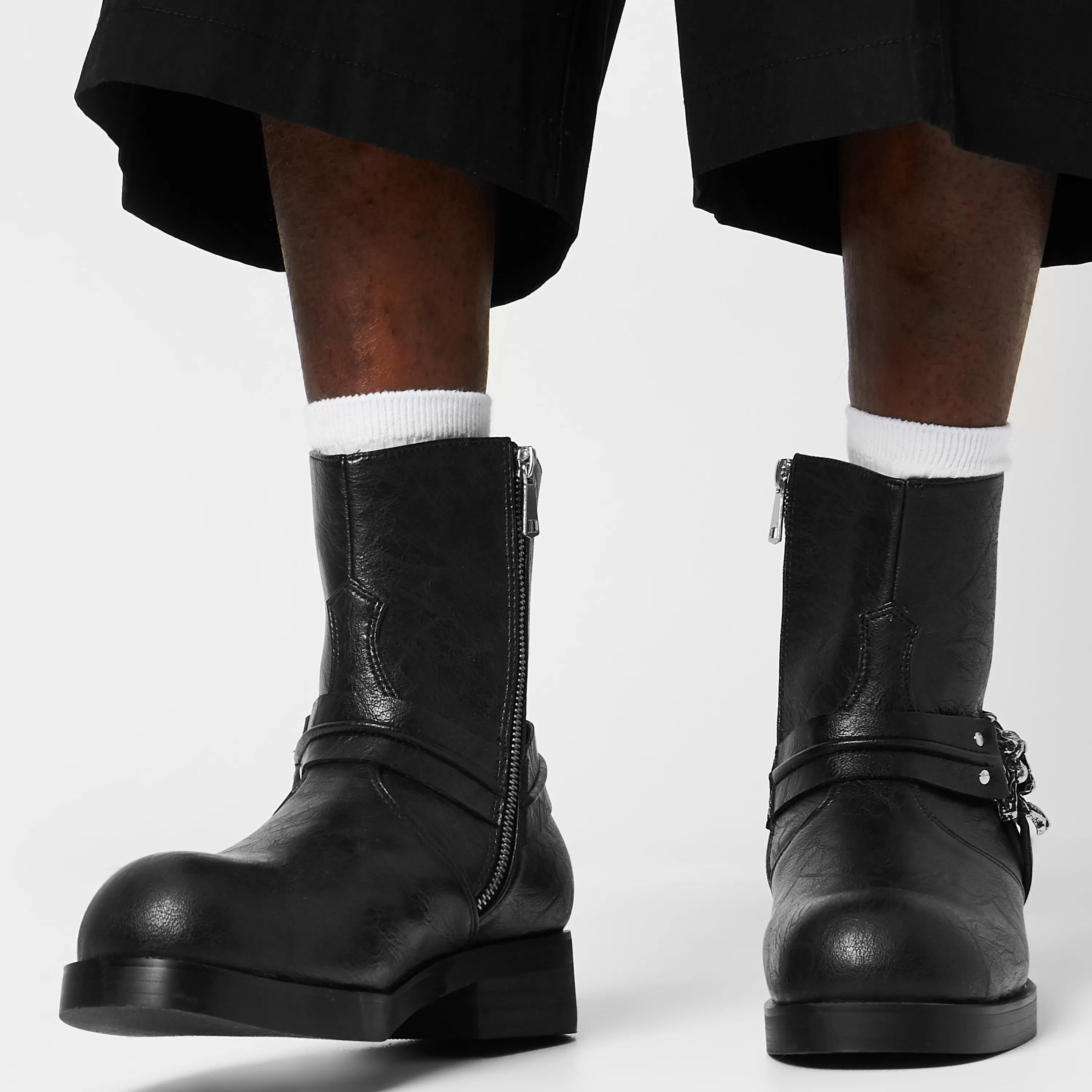 Ankle Boots | Biker Boots>KOI footwear Legion Men's Stacked Hardware Biker Boots - Vintage Black