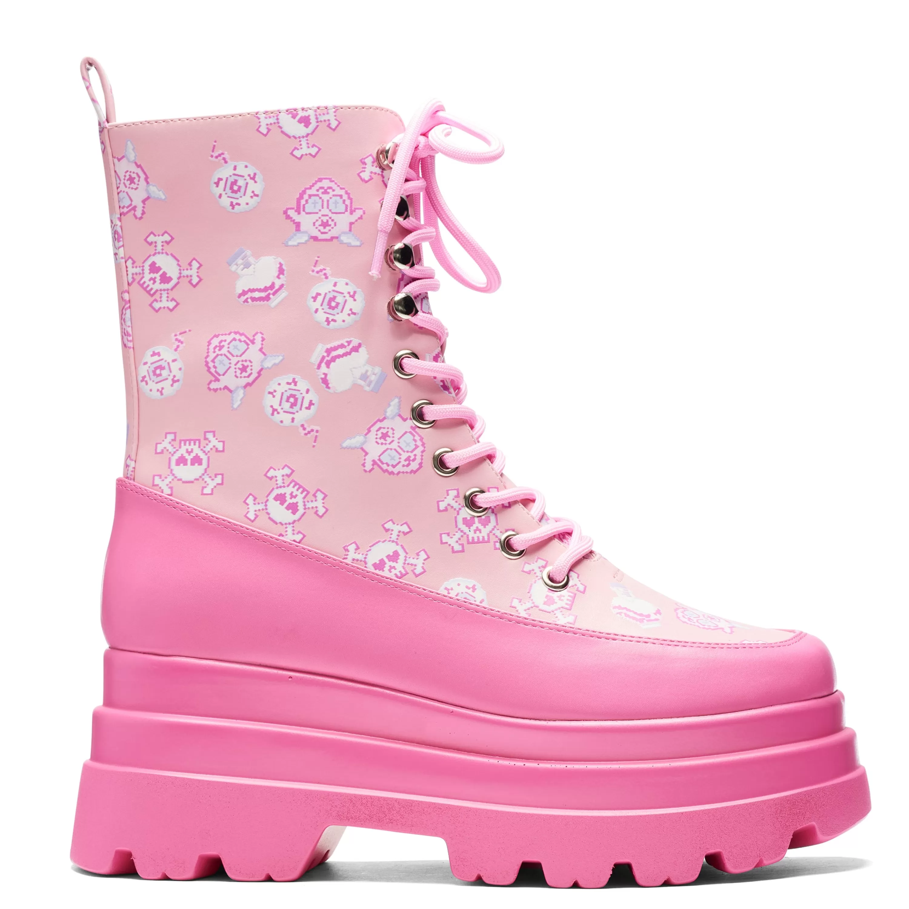 Platform Boots | Kawaii Shoes>KOI footwear Magic Yami Printed Trident Boots Pink