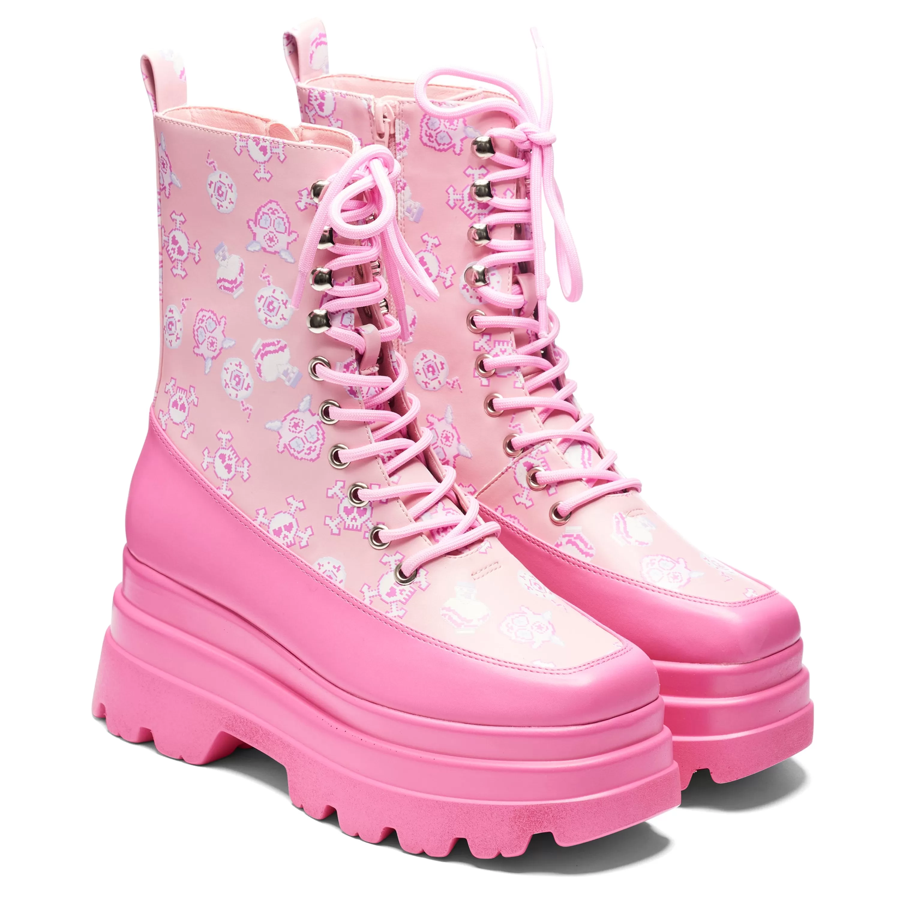 Platform Boots | Kawaii Shoes>KOI footwear Magic Yami Printed Trident Boots Pink