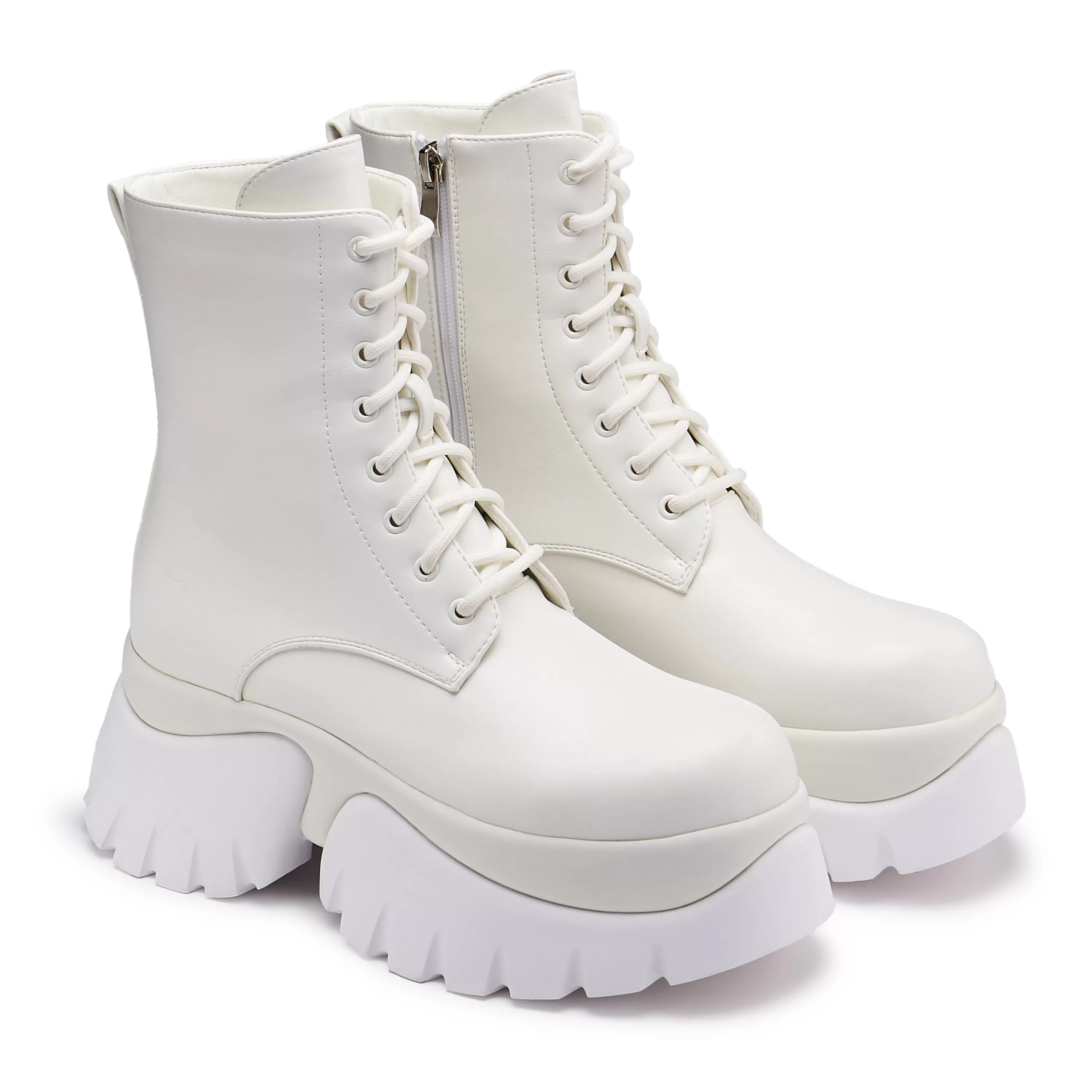 Ankle Boots | Platform Boots>KOI footwear Rancor Lace Up Monster Platform Boots - White