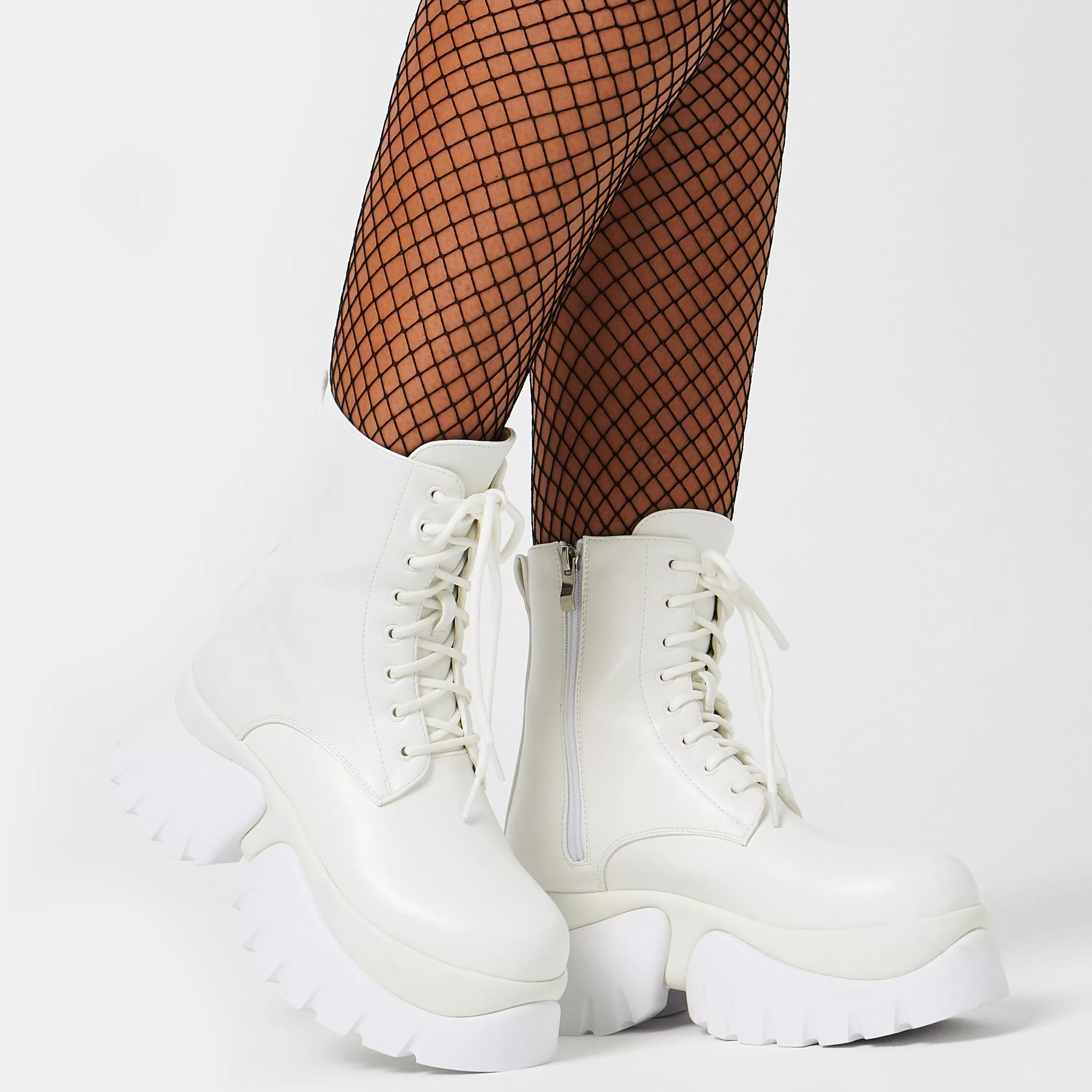 Ankle Boots | Platform Boots>KOI footwear Rancor Lace Up Monster Platform Boots - White