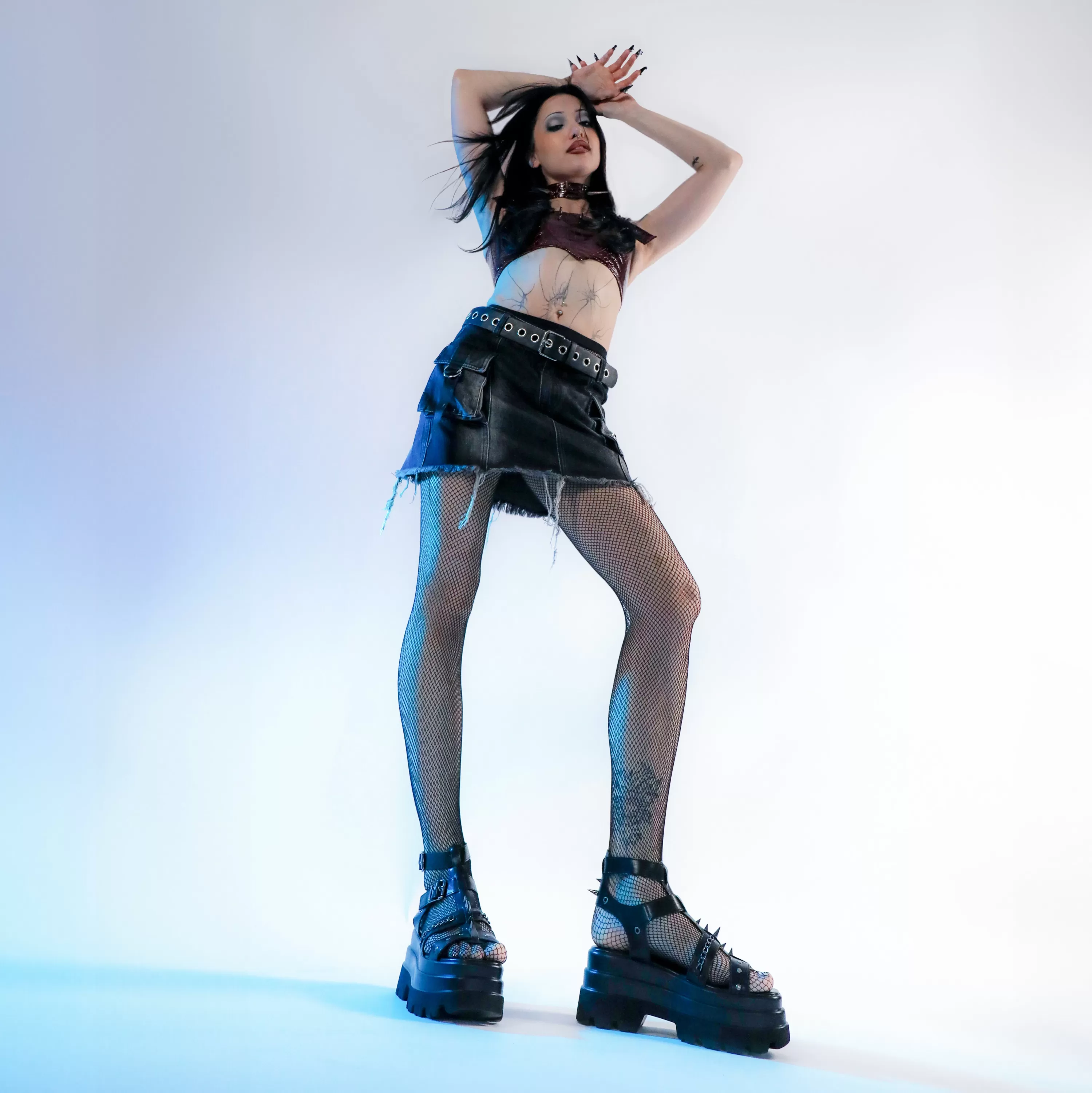 Strappy Platform Shoes>KOI footwear The Divine Destruction Spiked Chunky Sandals - Black