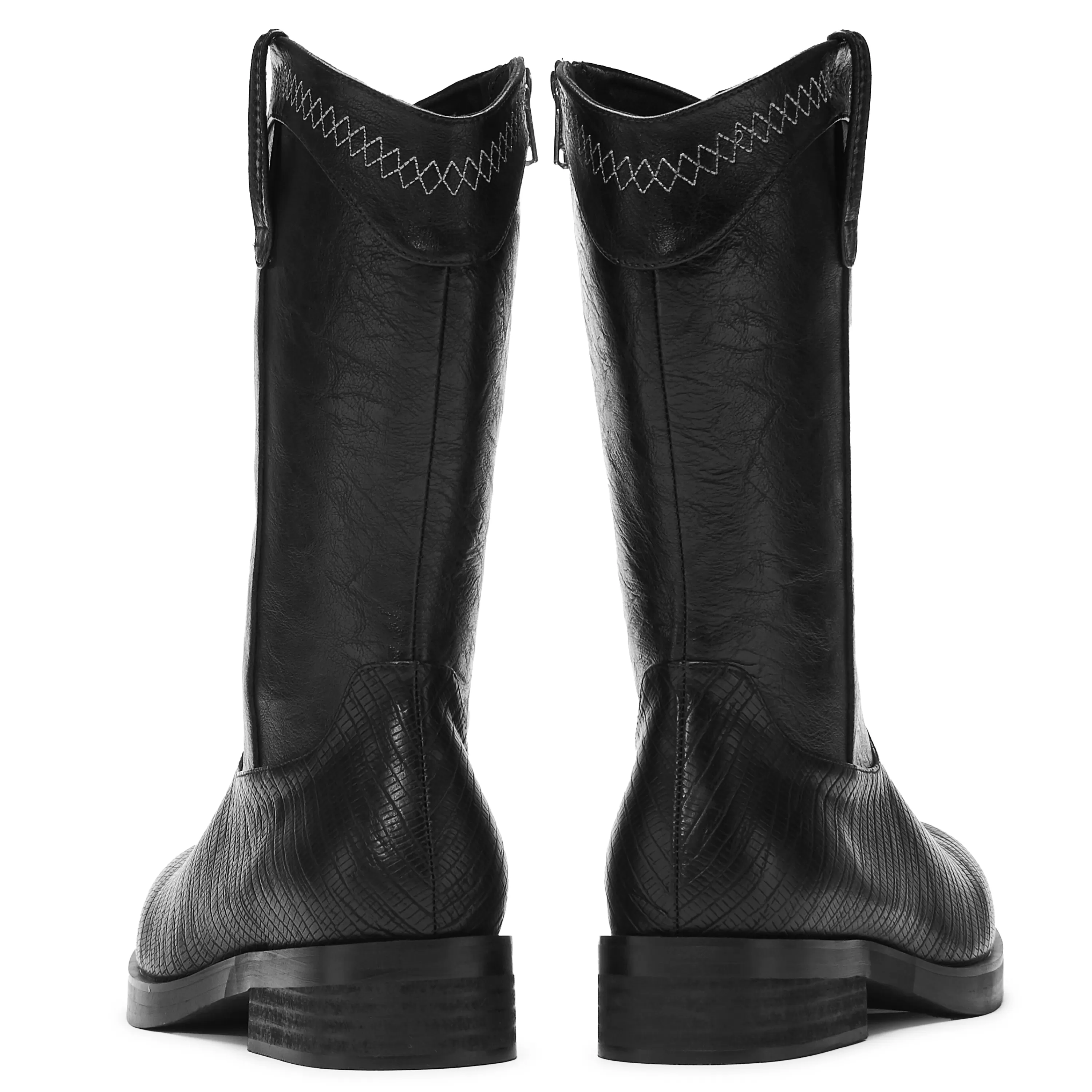 Black Boots | Long Boots>KOI footwear The Last Courtship Men's Ornate Stacked Cowboy Boots - Lizard Black
