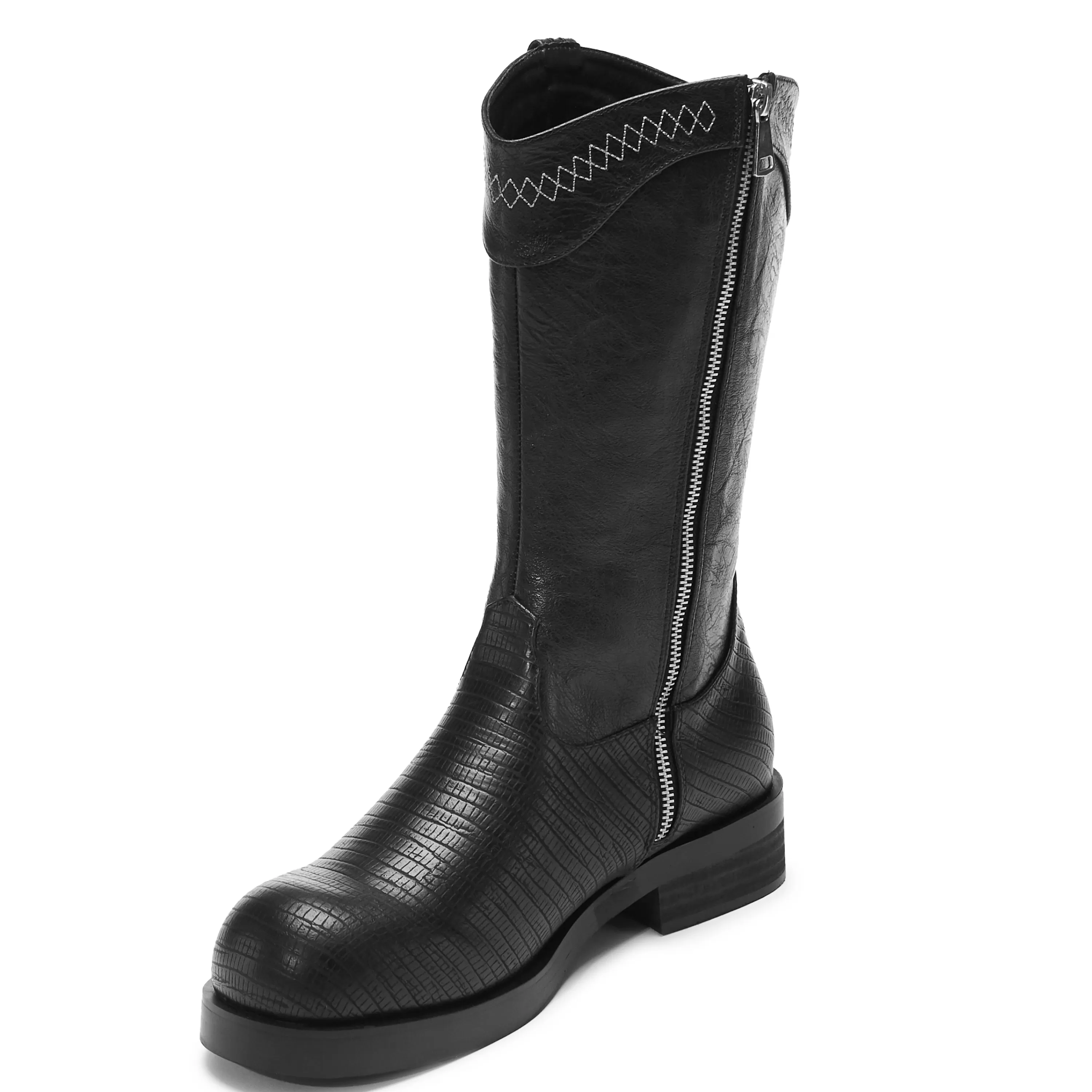 Black Boots | Long Boots>KOI footwear The Last Courtship Men's Ornate Stacked Cowboy Boots - Lizard Black
