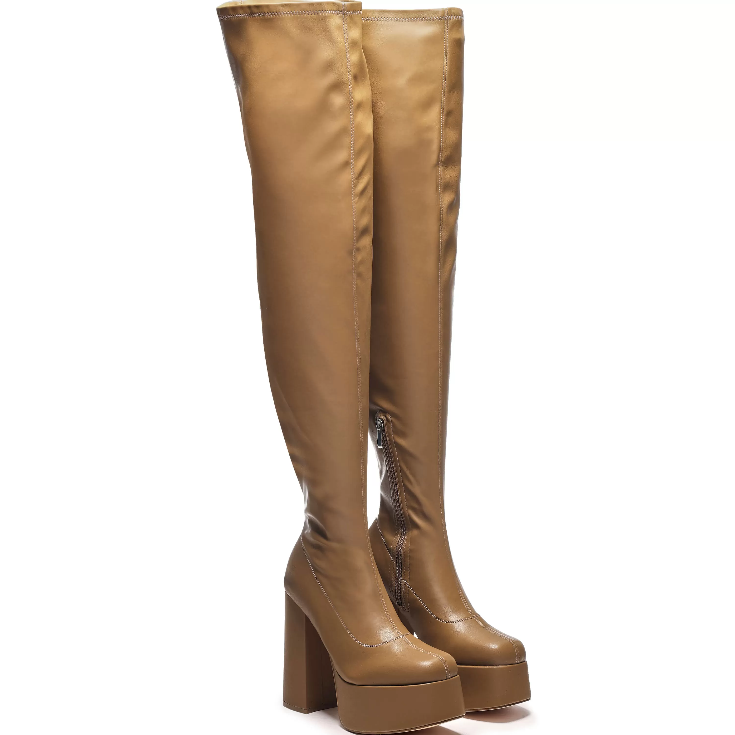 Heeled Boots | Heeled Boots>KOI footwear The Redemption Plus Size Thigh High Boots - Khaki