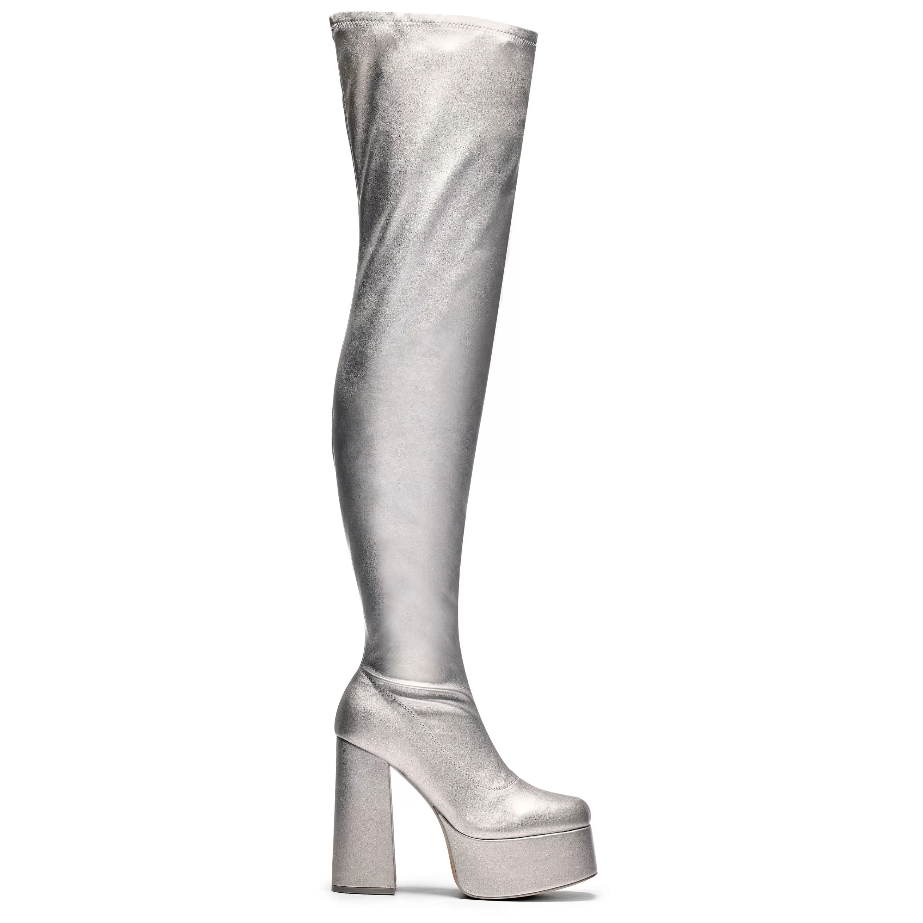 Heeled Boots | Heeled Boots>KOI footwear The Redemption Plus Size Thigh High Boots - Silver