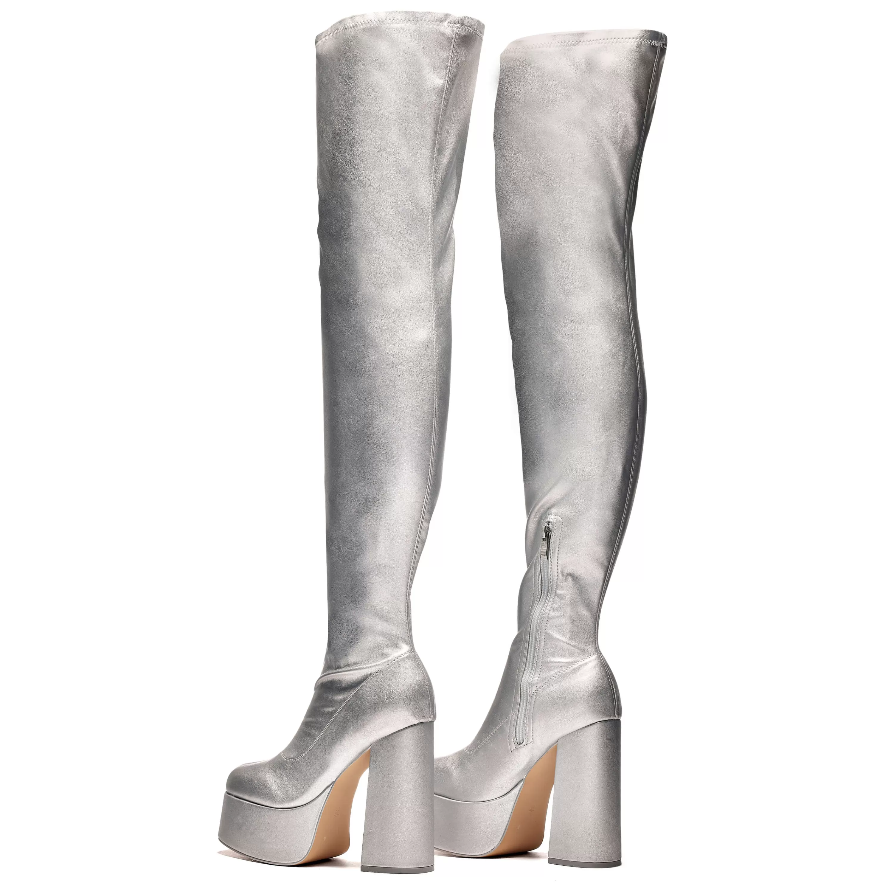 Heeled Boots | Heeled Boots>KOI footwear The Redemption Plus Size Thigh High Boots - Silver