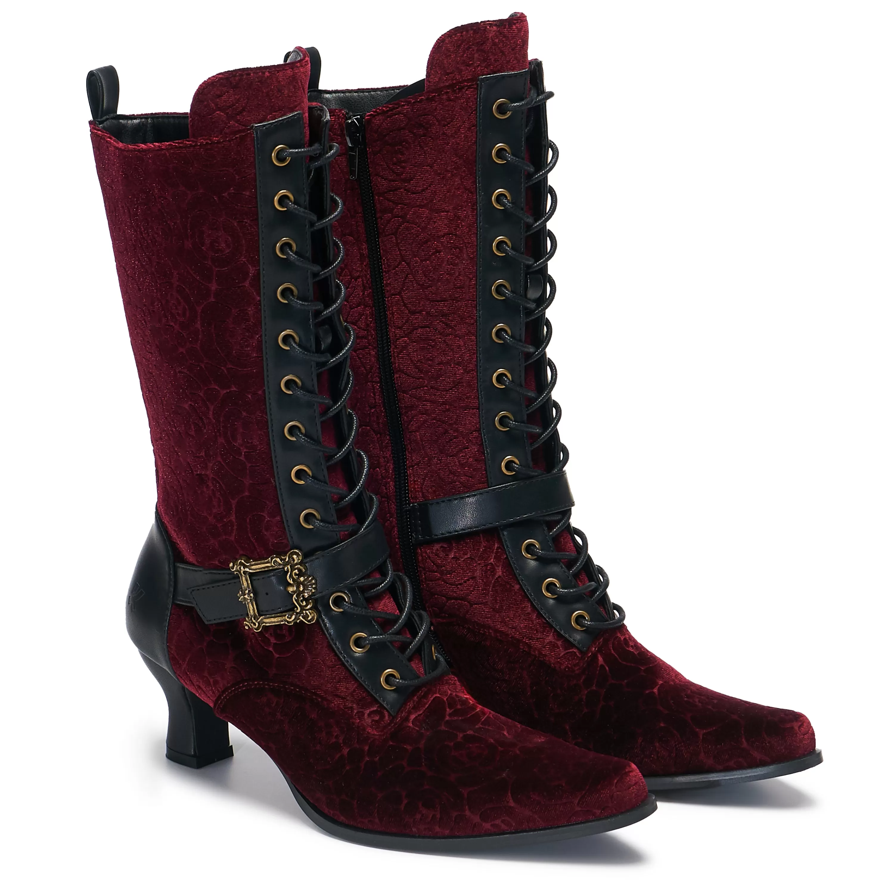 Platform Boots | Chunky Boots>KOI footwear Timeless Truths Ornate Victorian Boots - Burgundy