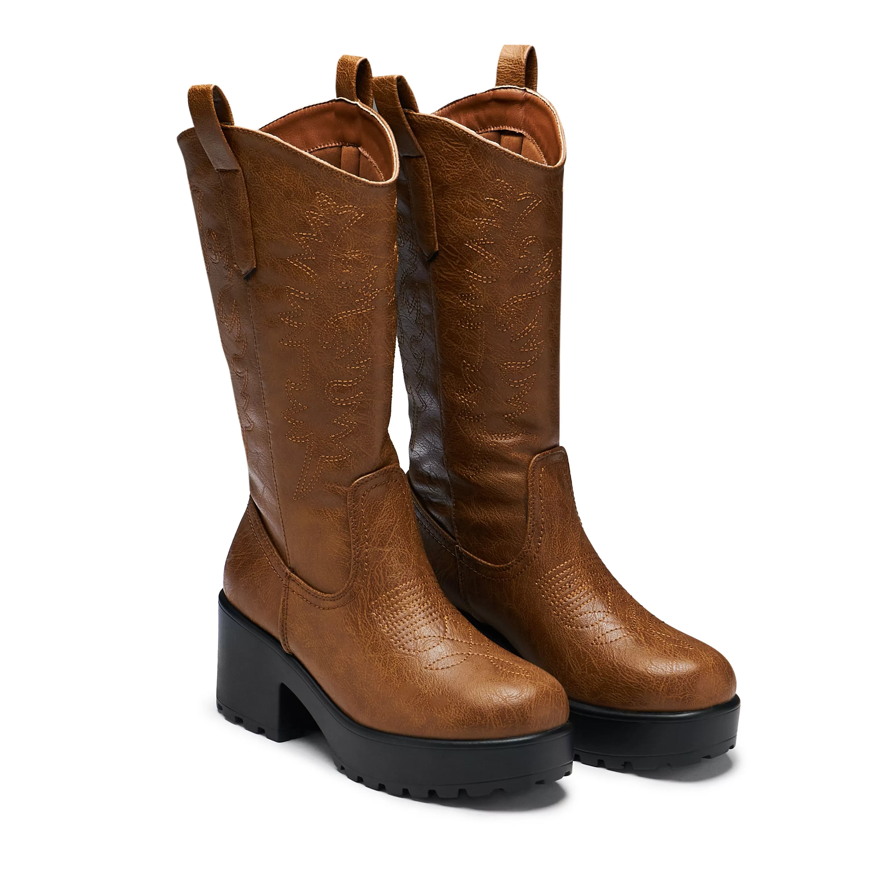 Platform Boots | Chunky Boots>KOI footwear Wintu Long Chunky Western Boots - Vintage Brown