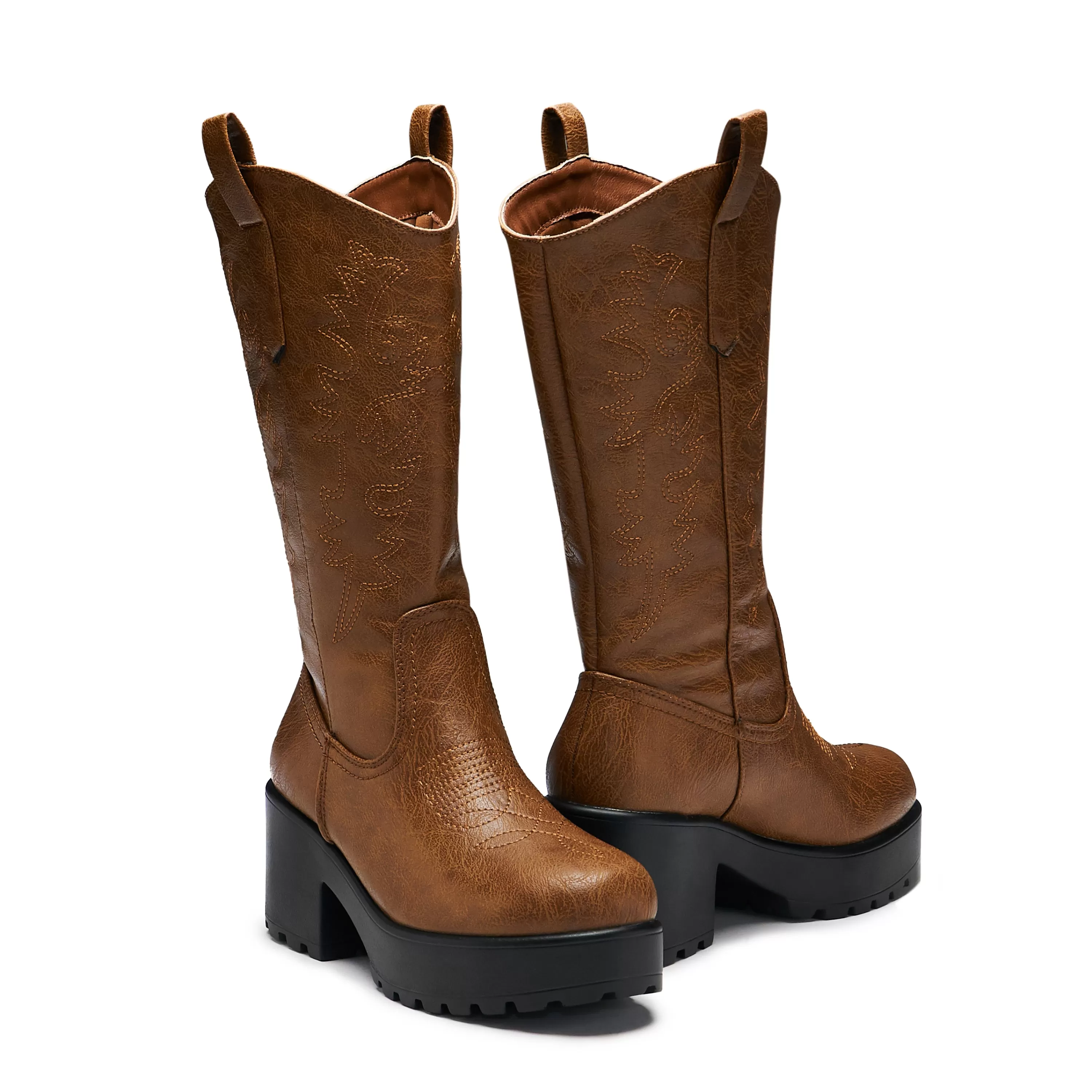 Platform Boots | Chunky Boots>KOI footwear Wintu Long Chunky Western Boots - Vintage Brown